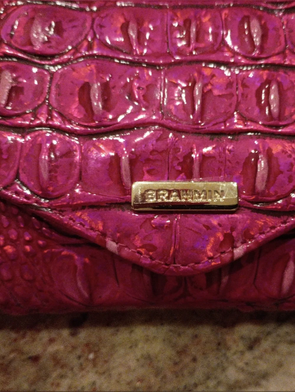 Brahmin Veronica Potion Hot Pink Croc-Embossed Leather Wallet NWT Gorgeous!! - Picture 5 of 10